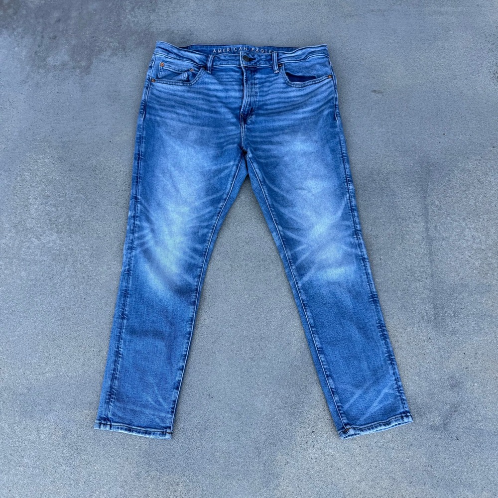 American Eagle Athletic Skinny Jeans Medium Wash 36x30 Blue Stretch Denim